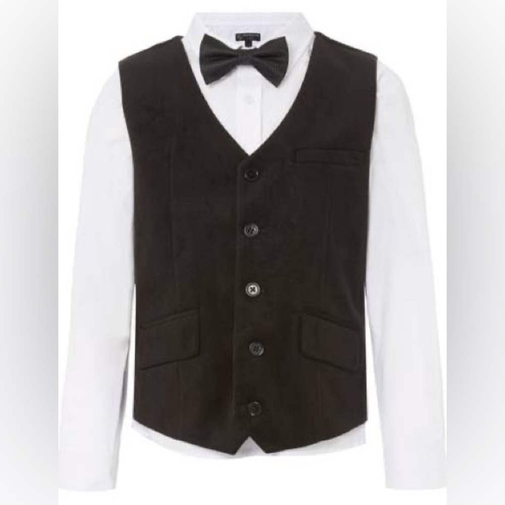 Howick Junior Tailored Toddler Boys Dress Shirt, Velour Vest/Bow tie. 2-3 YRS.